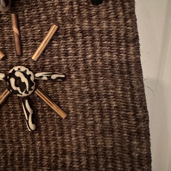 Burlap type Shell Shoulder Bag - Picture 2 of 7